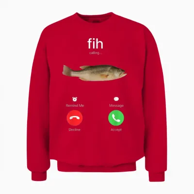 Fih Calling Accept or Decline Funny Fishing Meme Fisherman Unisex Sweatshirt - Red