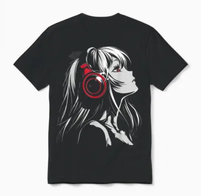 Anime Manga Pattern Helmet Illustration Anime T-Shirt, Black, S Unisex T-Shirt - Black