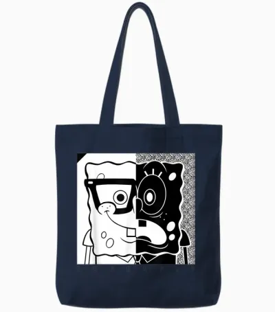 Spongebob Squarepants - Superfly Black and White Tote Bags - Navy