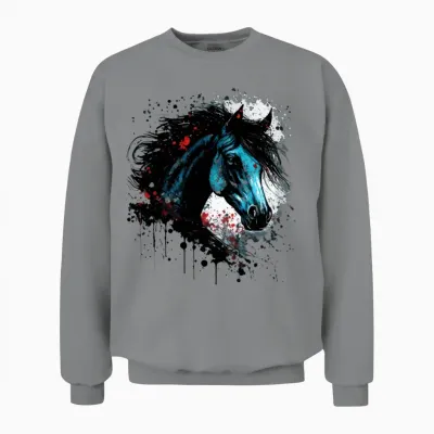 Ink Splatter Horse Unisex Sweatshirt - Sport Grey