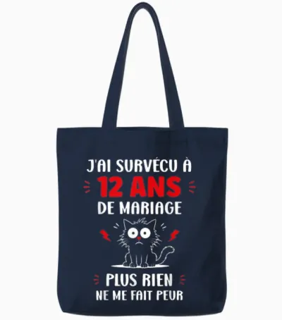Couple 12 Ans Blague Humour Anniversaire De Mariage 12 Ans Tote Bags - Navy