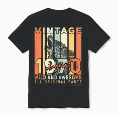 Retro 1970 August Unisex T-Shirt - Black