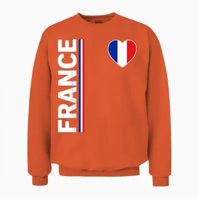 France Flag Heart Patriotic Pride French Unisex Sweatshirt - Orange