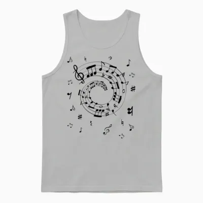 Music Notes Unisex Tank Top - Ash