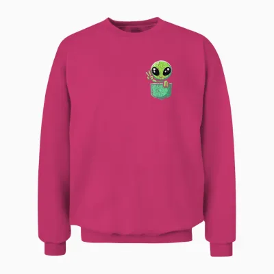 Cute Little Alien in Pocket Universe Ufo Baby Monster Unisex Sweatshirt - Heliconia