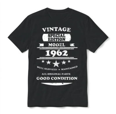 Vintage Retro White 1962 Unisex T-Shirt - Black