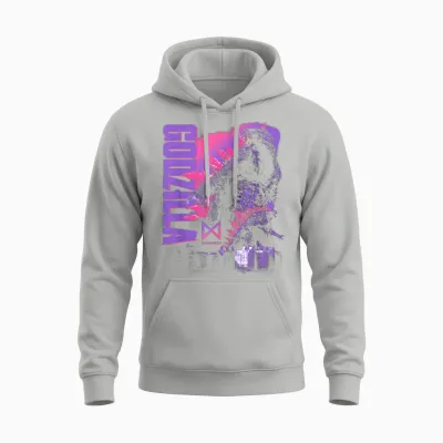 Godzilla X Kong Monarch Collage Purple Text Movie Monster Unisex Hoodie - Ash