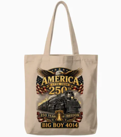 Big Boy 4014 Train Usa 250th Anniversary Patriotic American Tote Bags - Natural