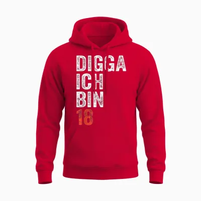 Digga Ich Bin 18 Jahre Alt Geburtstag 18 18. Geburtstag Unisex Hoodie - Red