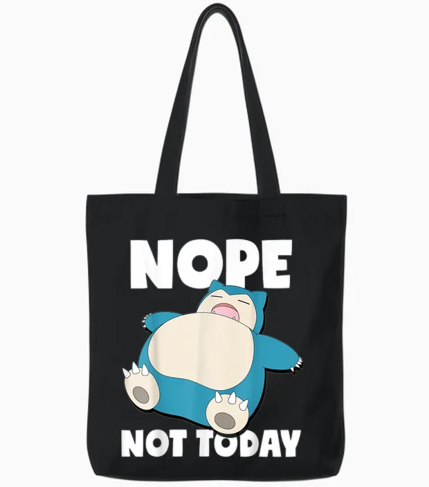 Pokémon - Snorlax Sleeping Nope Not Today Tote Bags in Black