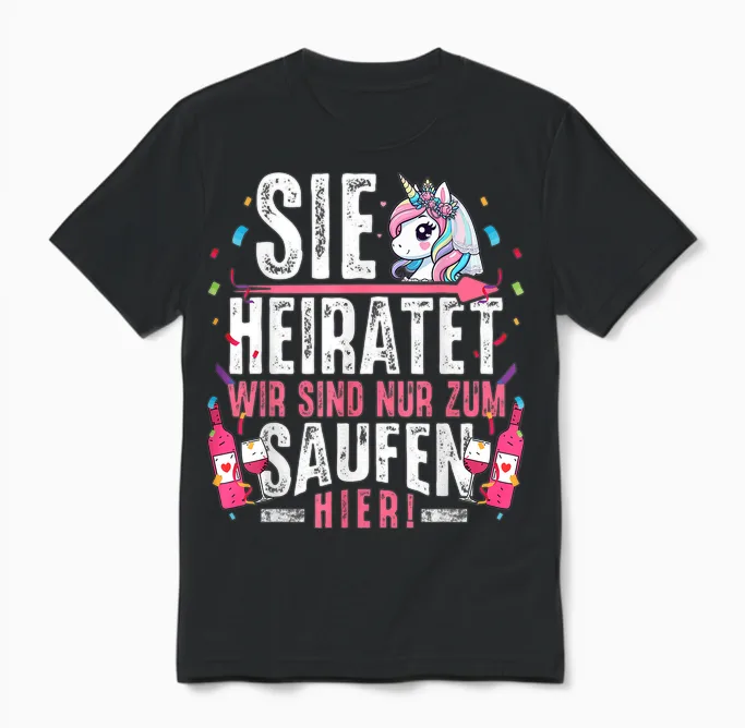 Hen Party T-Shirt Women Jga Shirt Hen Night T-Shirt, Black Unisex T-Shirt in Black