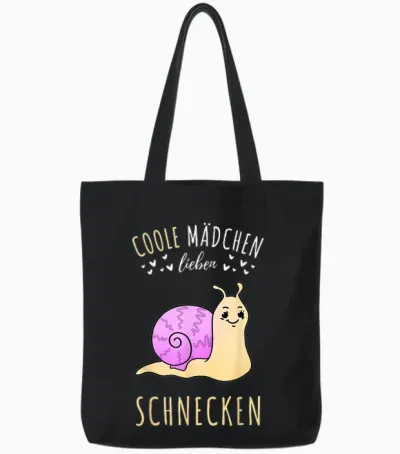 Coole Mädchen Lieben Schnecken Geschenk Tote Bags - Black