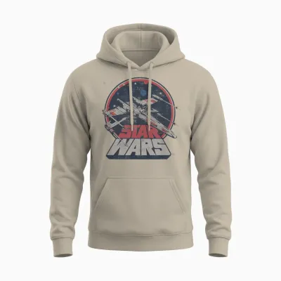 Star Wars X-Wing Starfighter Vintage T-Shirt, Black Unisex Hoodie - Sand