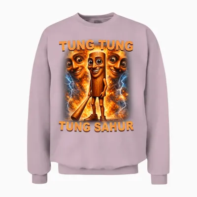 Tung Tung Tung Sahur Is Calling Funny Italian Brainrot Unisex Sweatshirt - Light Pink