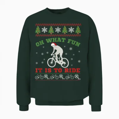 Mountain Bike Rider, Oh What Fun Christmas Ugly Sweater Gift Unisex Sweatshirt - Forest