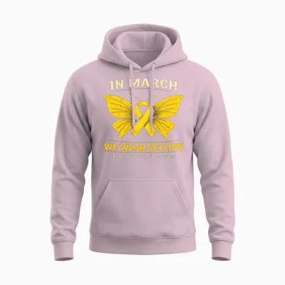 In March We Wear Yellow Endometriosis Awareness Unisex Hoodie - Light Pink