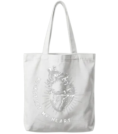 Valentine's Day Heart Kickstart My Heart Tote Bags - White