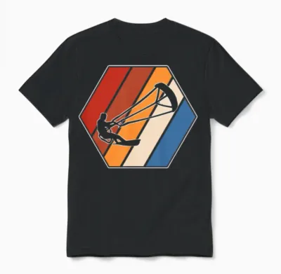 Kitesurfing Retro Unisex T-Shirt - Black
