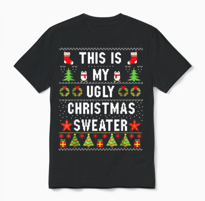 This Is My Its Too Hot Ugly Christmas Sweater Ugly Christmas Unisex T-Shirt in Black