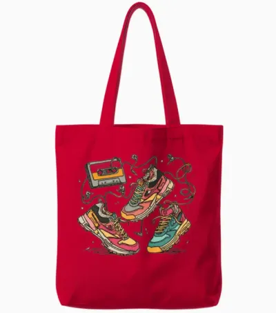 Retro Shoes Tote Bags - Red