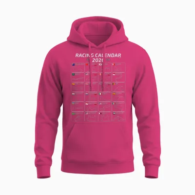 Racing Calendar 2026 All 24 Races and Tracks of the Season Unisex Hoodie - Heliconia