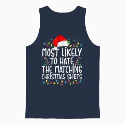 Most Likely to Hate Matching Christmas Unisex Tank Top - Navy