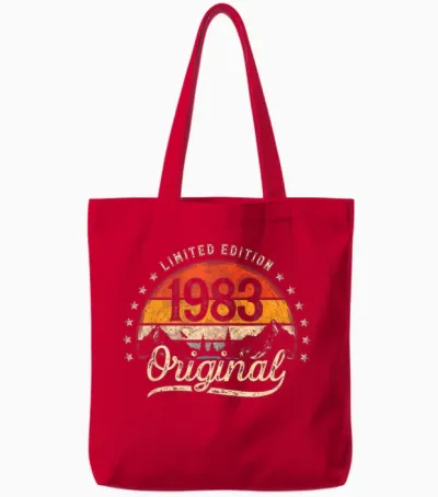 Limited Edition Original 1983 Vintage 43. Geburtstag Mann Tote Bags - Red