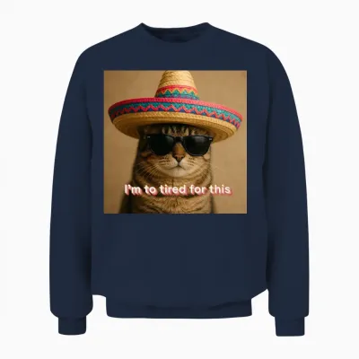 Cat Funny Unisex Sweatshirt - Navy