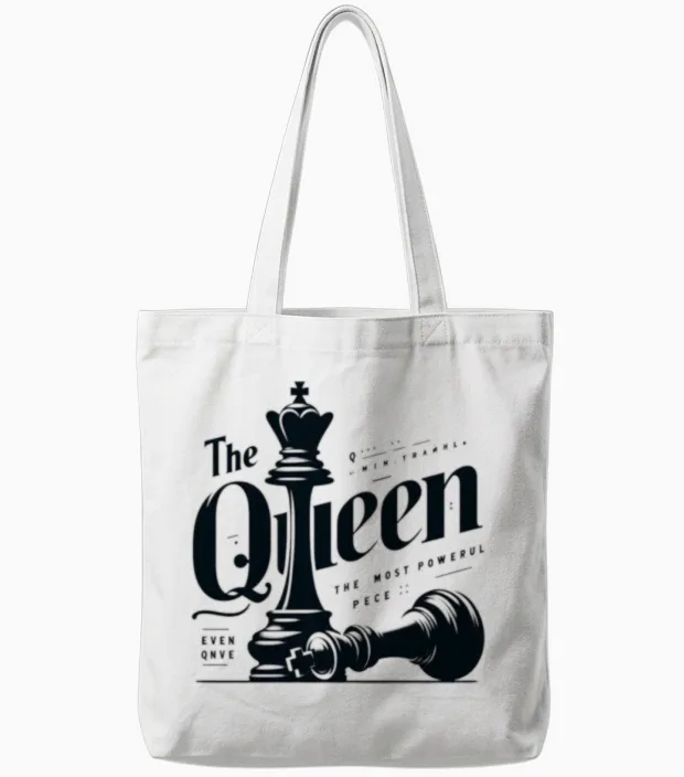 The Queen: Chess's Ultimate Power Tote Bags in White