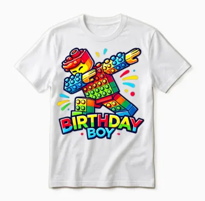 Boys Birthday Bricks Dabbing Master Builder Unisex T-Shirt - White