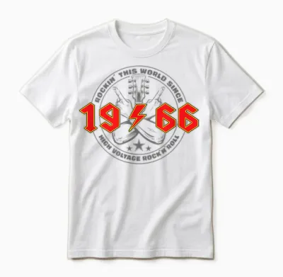 Rock'n'roll 1966 High Voltage Retro Music Birthday Unisex T-Shirt - White