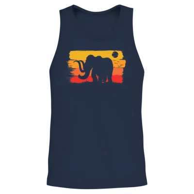 Retro Mammoth Elephant Unisex Tank Top - Navy