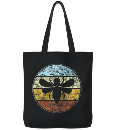 Bee Retro Tote Bags - Black