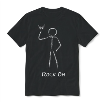 Stickman Rock On Unisex T-Shirt - Black