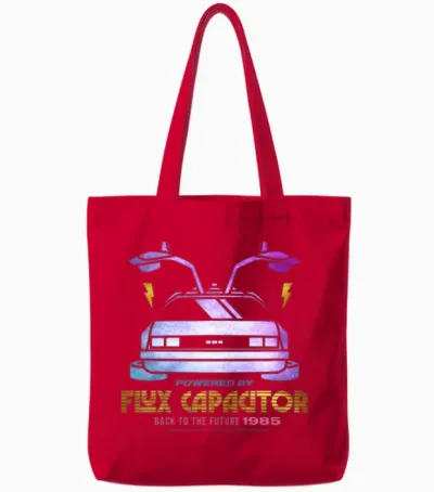 Back to the Future Powered by Flux Capacitor Tote Bags - Red