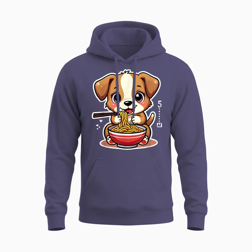 Ramen Dog Anime - Kawaii Otaku Clothes Manga Clothes T-Shirt, Black, S Unisex Hoodie in Heather Sport Dark Navy