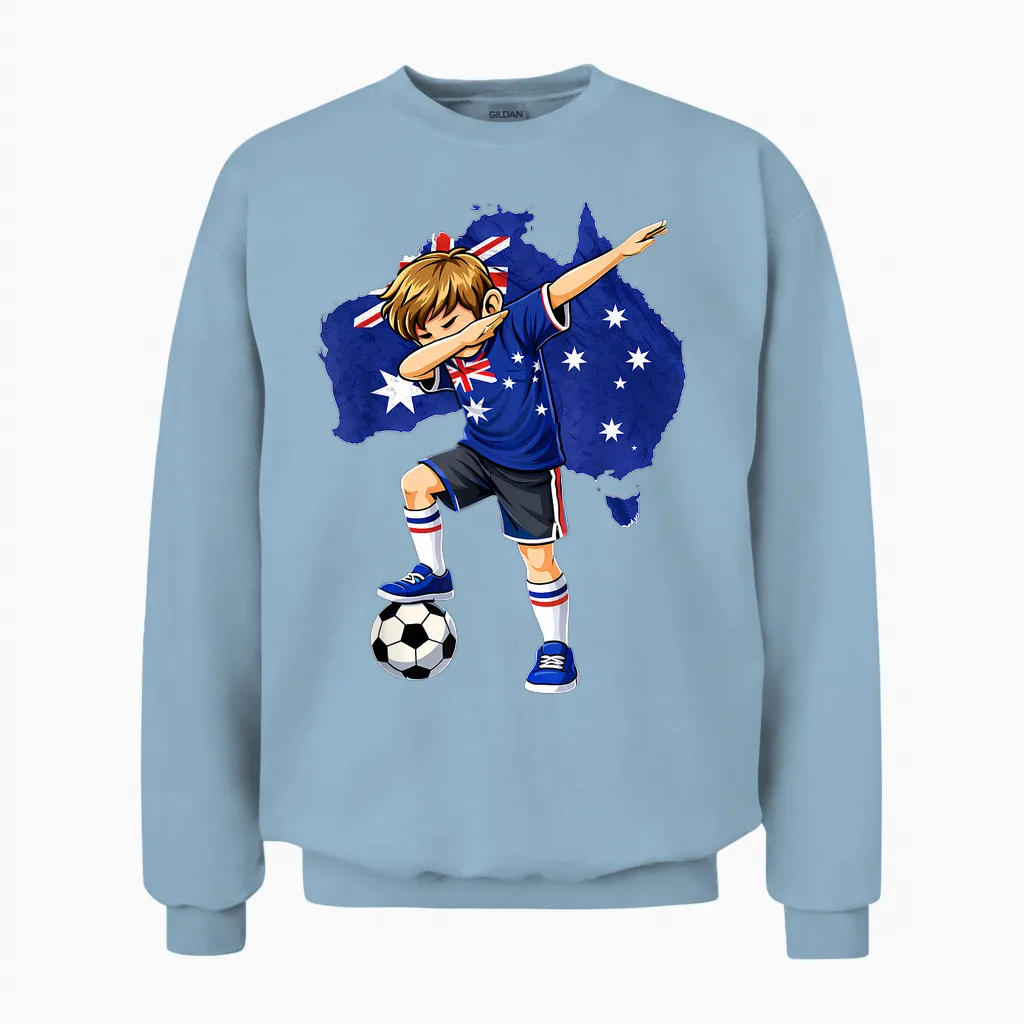 Dabbing Soccer Australia Jersey Garçon Australiens Garçons Unisex Sweatshirt in Light Blue