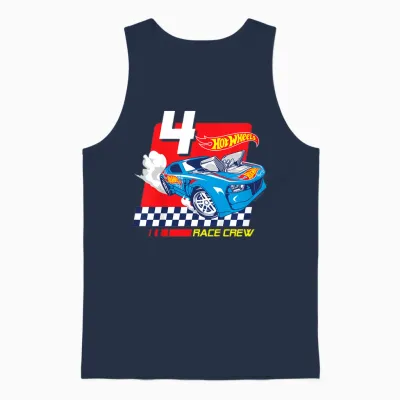 Children's Hot Wheels Race Crew 4 Years Old T-Shirt, Black Unisex Tank Top - Navy