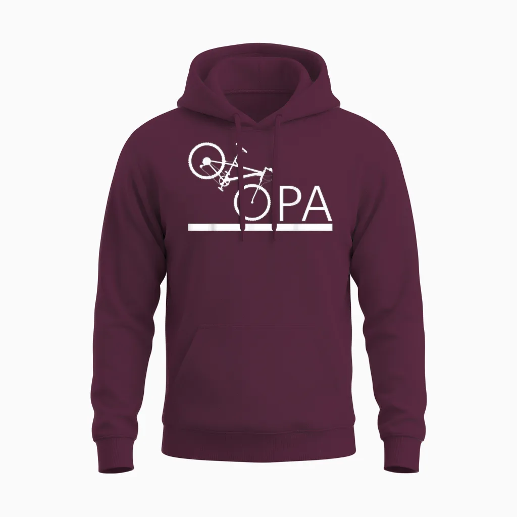 Grandpa Cycling Mountain Bike Grandfather T-Shirt, Black Unisex Hoodie in Maroon