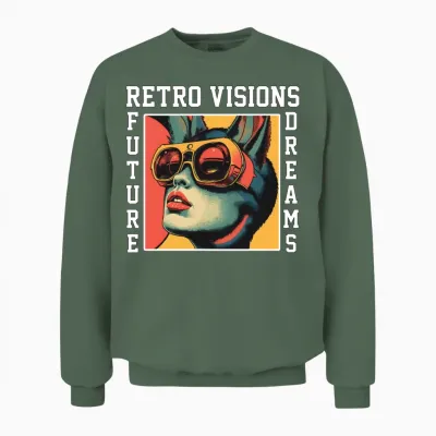 Retro Visions of the Future Unisex Sweatshirt - Military Green