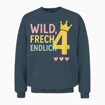 Wild Frech Endlich 4 Mädchen Geburtstag Unisex Sweatshirt - Dark Heather