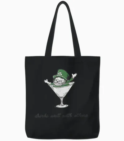 Leprechaun Martini Cocktail St Patrick's Day Tote Bags - Black