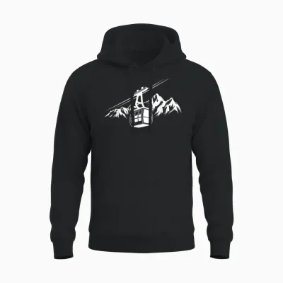 Ski Lift Gondola Mountains Alps Hiking Holiday Ski Holiday Hiking T-Shirt, Black, S Unisex Hoodie - Black