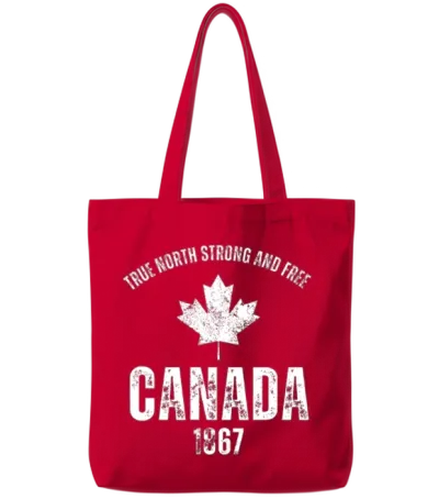 True North Strong and Free Tote Bags - Red