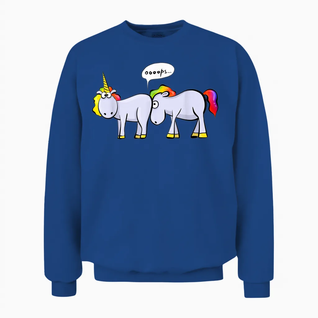Funny Unicorn Ed in the Ass T-Shirt, Black, S Unisex Sweatshirt in Royal