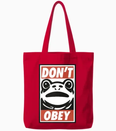 Don’t Obey Frog Shirt – Symbol of Freedom Tote Bags - Red