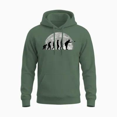 Bowling Evolution Moon Petanque Balls T-Shirt, Black, S Unisex Hoodie - Military Green