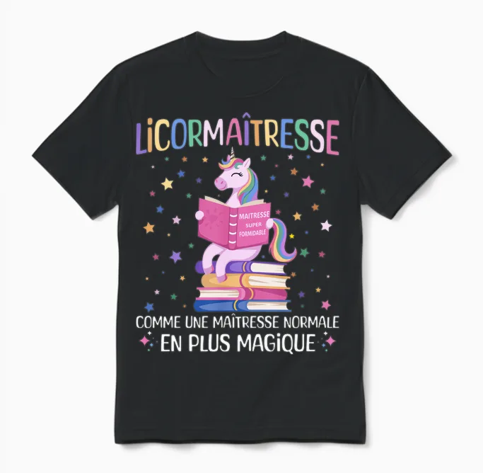 Licormaitresse Humour Maitresse Licorne Cadeau Enseignante Manche Longue Unisex T-Shirt in Black