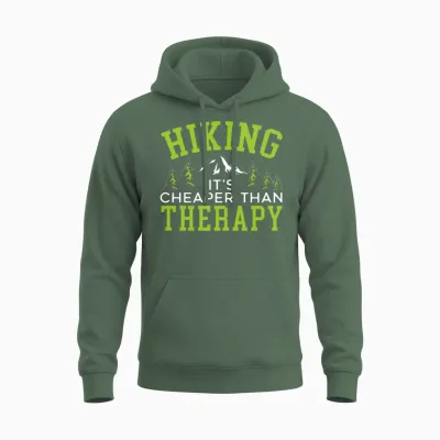 Hike Mountains Climbing Hiker Trek I Love Hiking Unisex Hoodie - Military Green