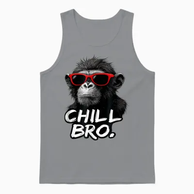 Chill Bro Cool Monkey with Sunglasses Funny Saying Gamer Unisex Tank Top - Sport Grey
